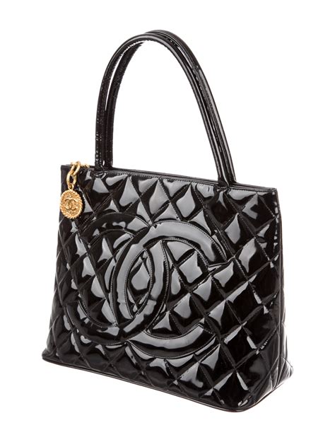 chanel medallion tote patent leather|chanel 22 bag large.